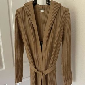 J. CREW WONDERFUL HOODED SWEATER COAT W/ BELT M